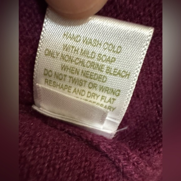 Garnet Hill 100% Cashmere Ruffle Hem Cardigan Sweater Burgundy Women’s Size L - Picture 6 of 10